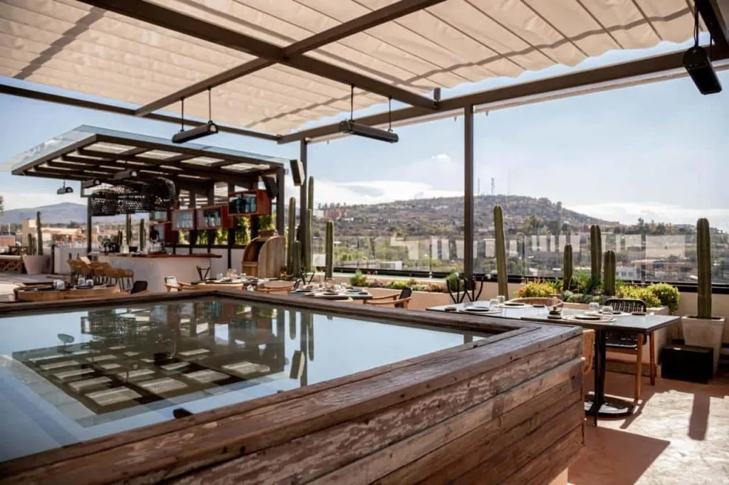 Amatte rooftop restaurant terrace overlooking San Miguel