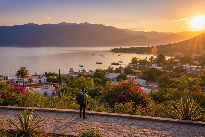 Ajijic rooftops and green hills above Lake Chapala