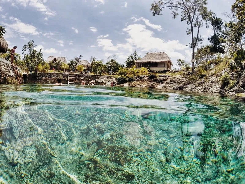 Cenote near Akumal in April with clear freshwater and hot-weather travel planning
