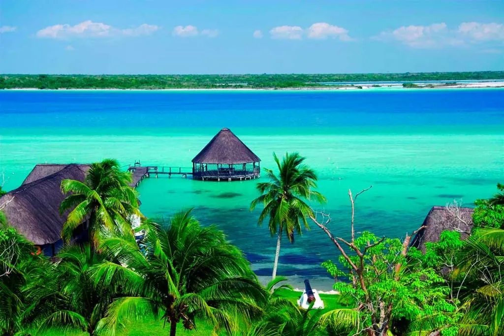 Blue-green water at Bacalar Lagoon on a day trip from Chetumal