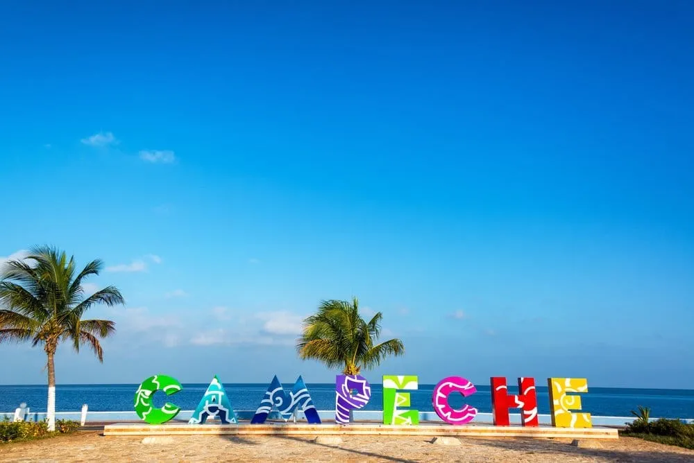 Quiet Campeche shoreline with soft sand and shallow Gulf water