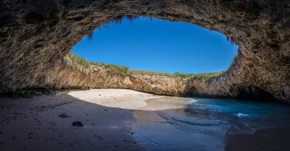Marietas Islands volcanic cliffs and hidden beach water near Puerto Vallarta