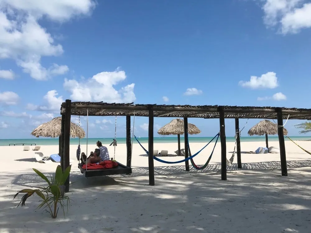 White sand and turquoise water on Passion Island near Cozumel