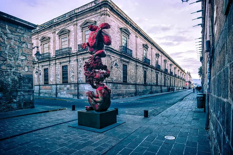 Morelia pink quarry cathedral and historic center buildings