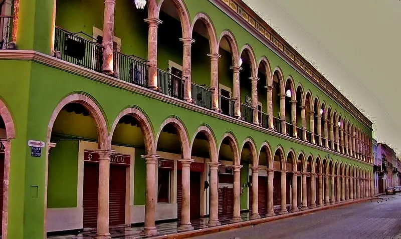 San Francisco de Campeche cathedral and restored colonial buildings