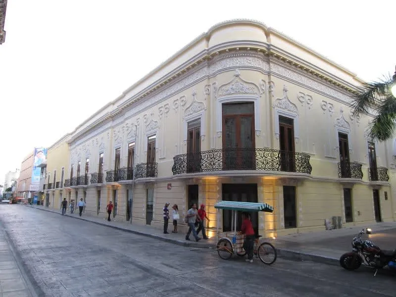 Merida cathedral and plaza buildings in the Yucatan capital