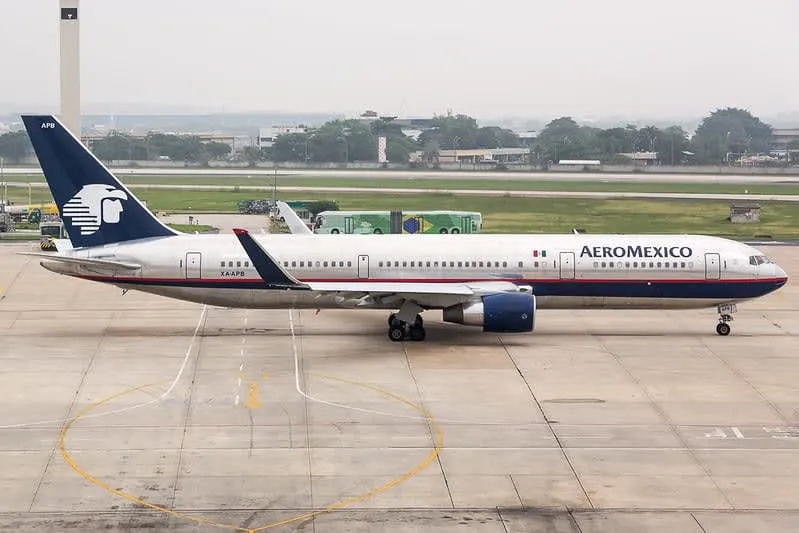 Aeromexico aircraft waiting on the airport apron