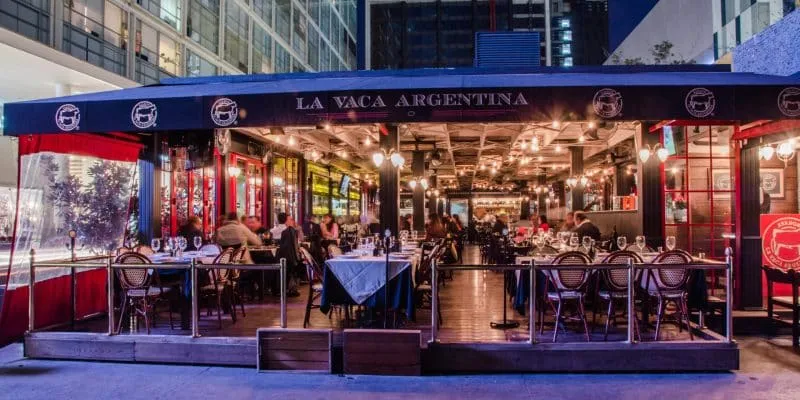 La Vaca Argentina steakhouse dining room with wine service in Guadalajara