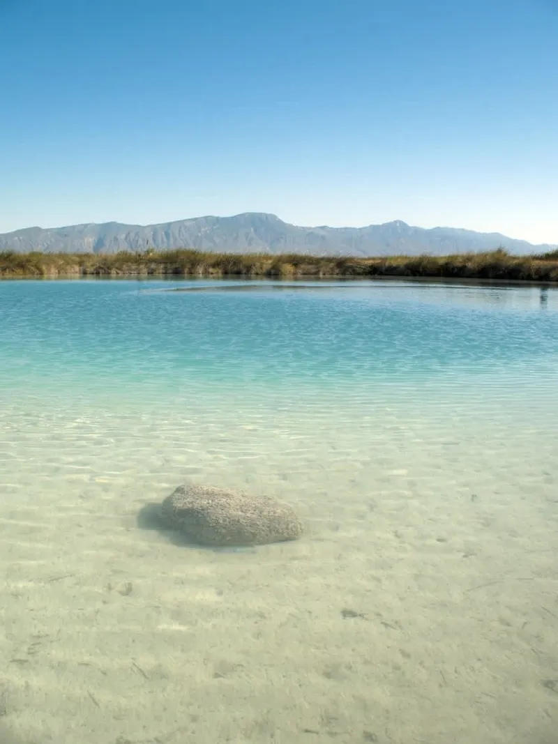 Turquoise pools and white sand dunes at Cuatro Ciénegas, Coahuila
