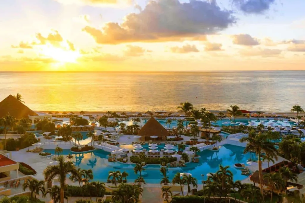 Moon Palace Cancun resort complex with family pools and tropical landscaping