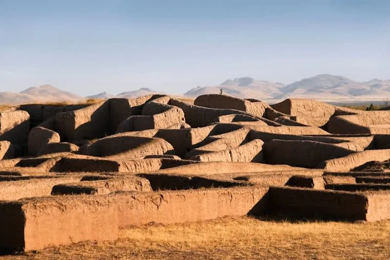 Paquime Casas Grandes archaeological site during dry April weather in Chihuahua