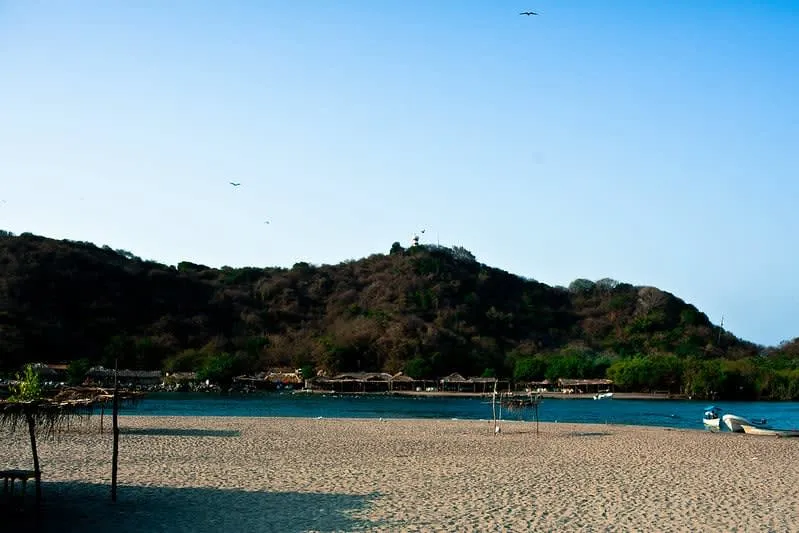 Sandy lane through the small village beside Chacahua beach