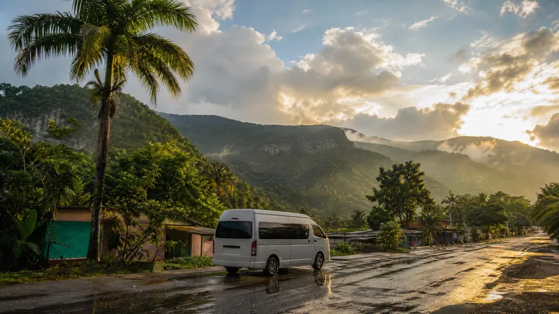 Green Huasteca hills and waterfall routes outside Ciudad Valles after October rains