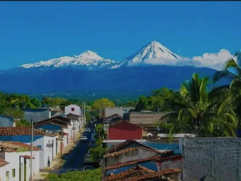 Volcano country near Comala and Colima during a clear January travel day