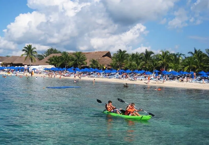 Cozumel beach water during December dry season