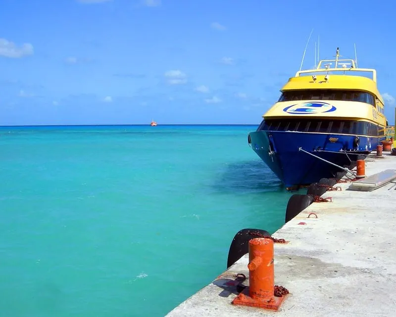 Cozumel ferry terminal during December holiday travel