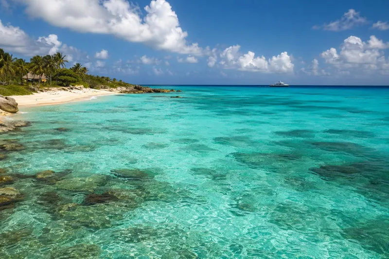 Map-style beach comparison scene with Cozumel and other Mexican coast options