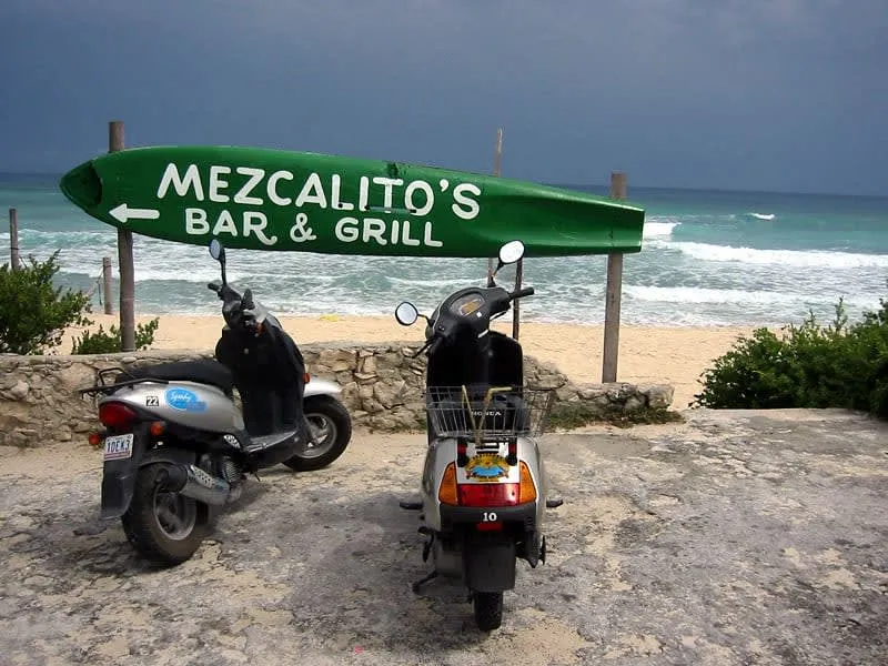 Hammocks and open east coast scenery at Mezcalitos Beach