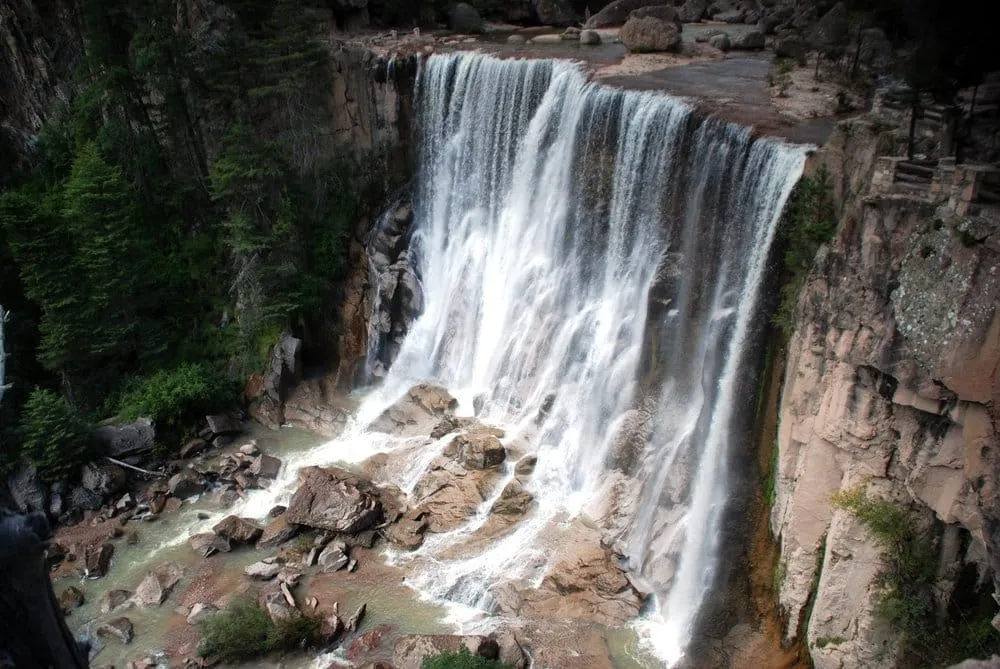 Cascada Cusarare waterfall near Creel Chihuahua dropping 30 meters through pine forest in the Sierra Tarahumara