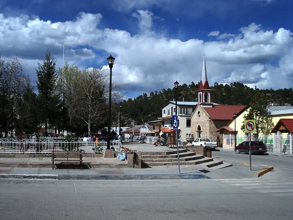 Creel Chihuahua town surrounded by Sierra Tarahumara pine forests and mountain landscape, the gateway to Copper Canyon