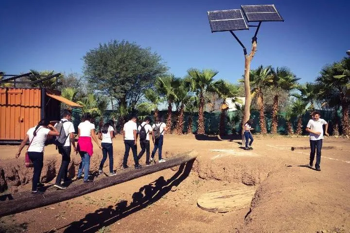 Alternative energy park with solar and wind exhibits outside Mexicali
