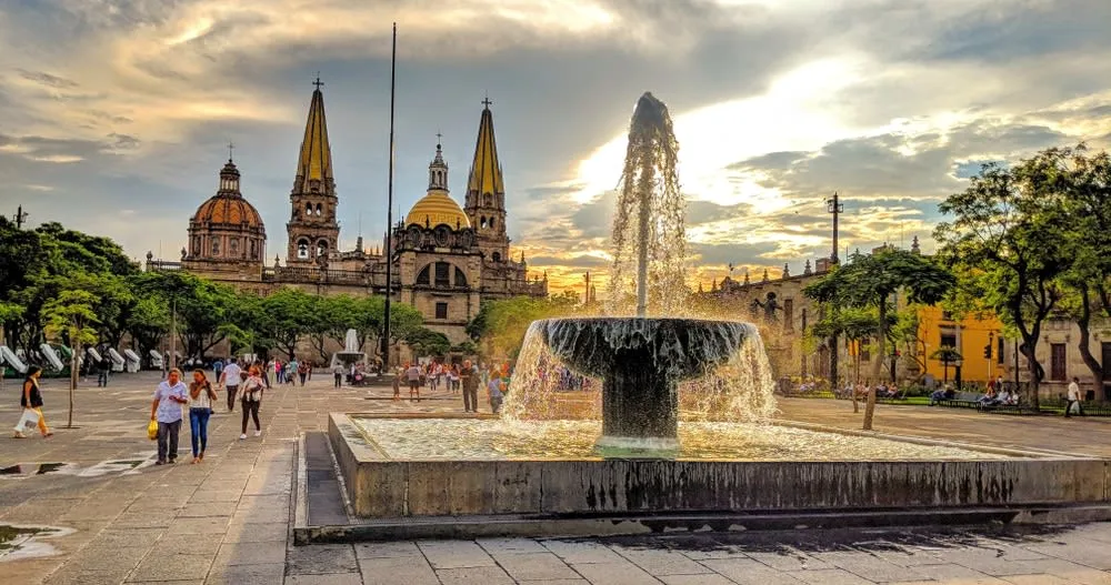 Guadalajara plaza and colonial buildings in Jalisco