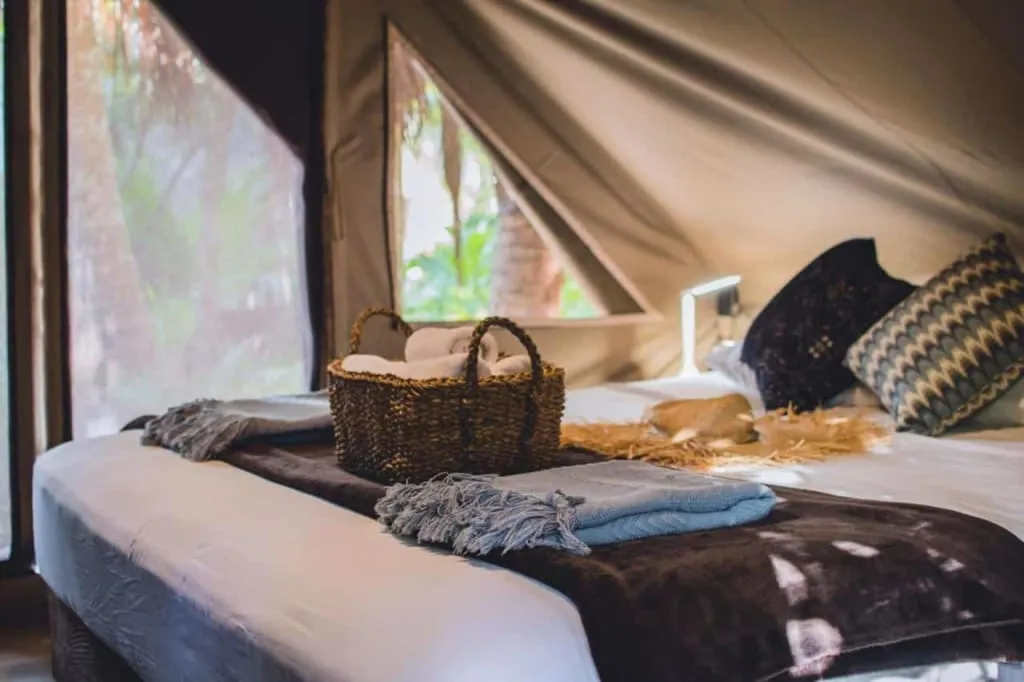 Jungle glamping tent near a cenote in Tulum