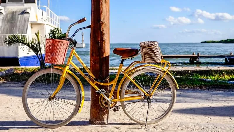 Bike on sandy Holbox streets during a January island trip