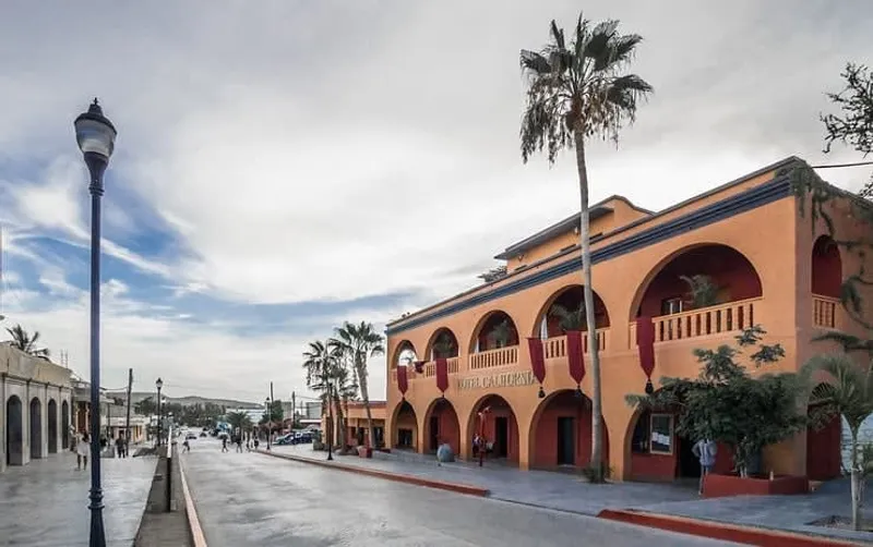 Hotel California facade in Todos Santos Baja California Sur — the colonial 1947 hacienda that inspired decades of myth about the Eagles song