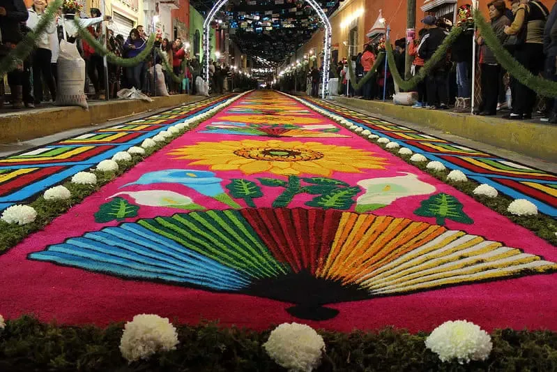 Huamantla sawdust carpet design made for festival streets