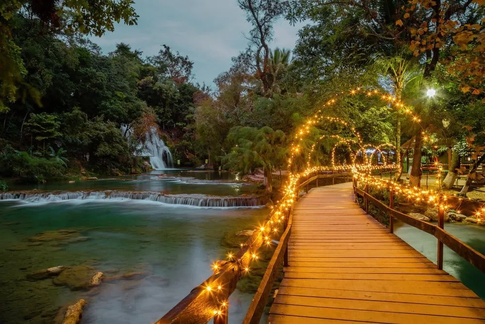 Tamasopo town lodging area surrounded by humid Huasteca greenery
