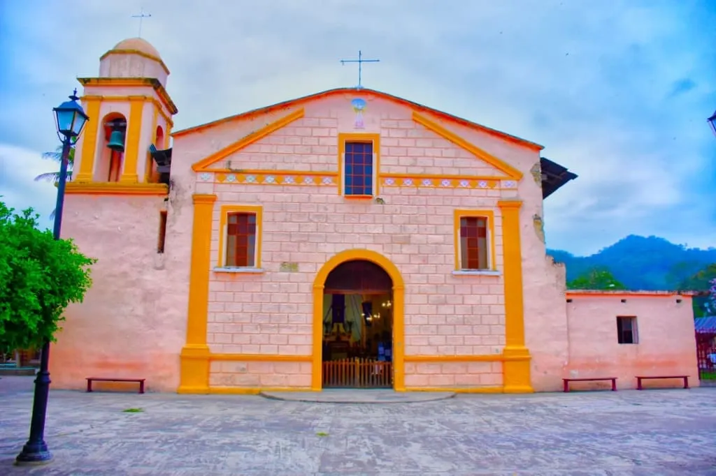 Coxcatlan town scenery with green hills in southern San Luis Potosi