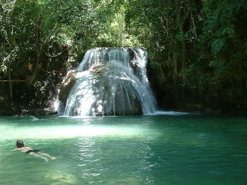 Cascadas Mágicas near Huatulco with multi-tiered emerald waterfalls and natural pools in dense jungle
