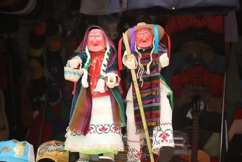 Purépecha women in traditional dress gathered in Michoacán