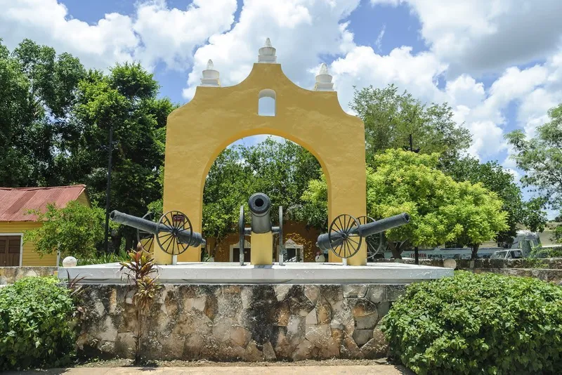 Kinich Kakmo Pyramid in Izamal Yucatan as an early morning June stop