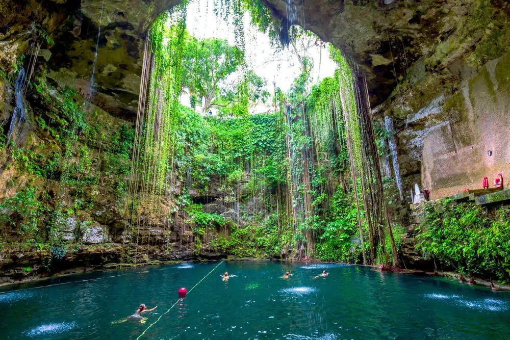 Cenote swimming stop near Izamal on a Yucatan day trip