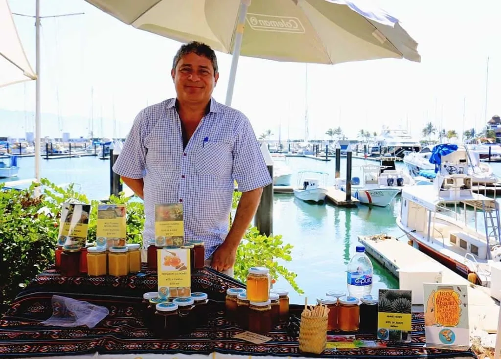 Sunday market stalls beside the La Cruz de Huanacaxtle marina