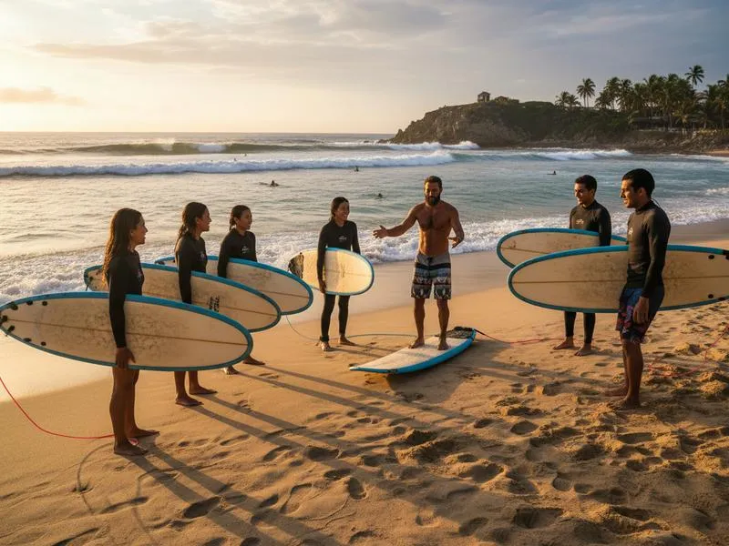 La Punta surf lesson in Puerto Escondido during April dry season