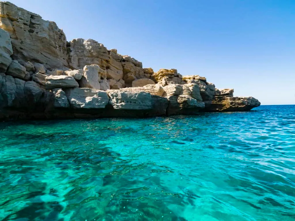 Boat view toward Isla Cerralvo across the blue Sea of Cortez from La Ventana