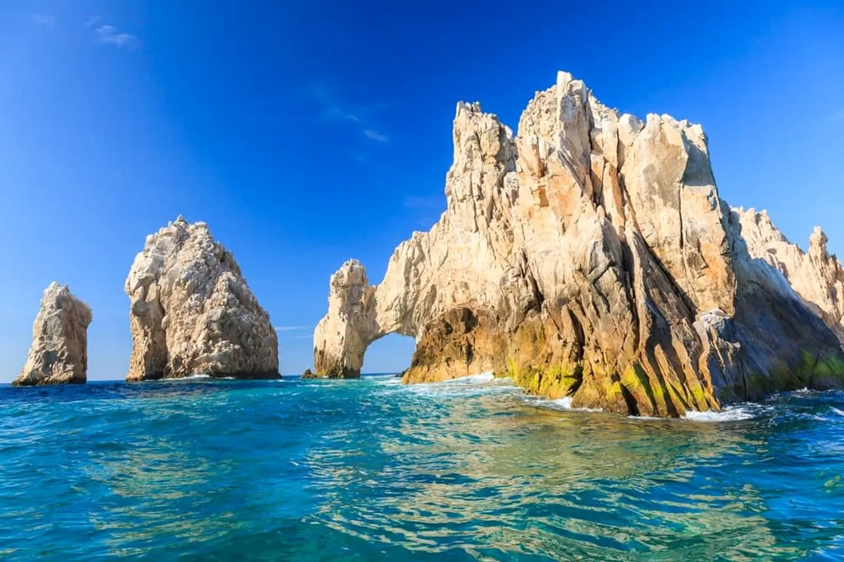 Loreto waterfront and Sea of Cortez islands under dry Baja California Sur spring sunlight