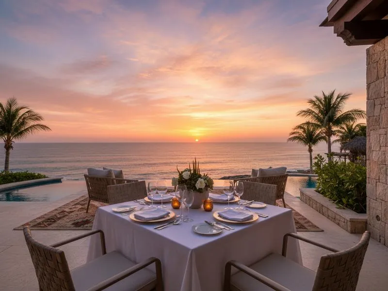 Los Cabos sunset dinner during a cool February evening