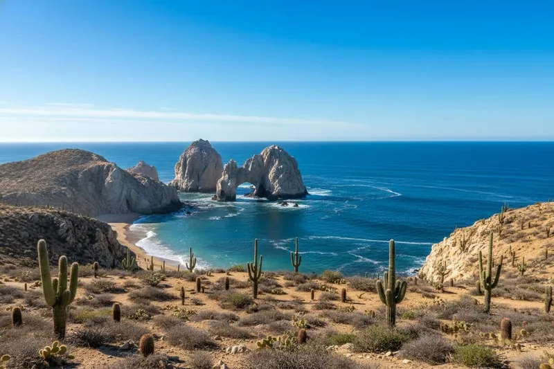 El Arco rising from blue water at Land's End in Cabo San Lucas