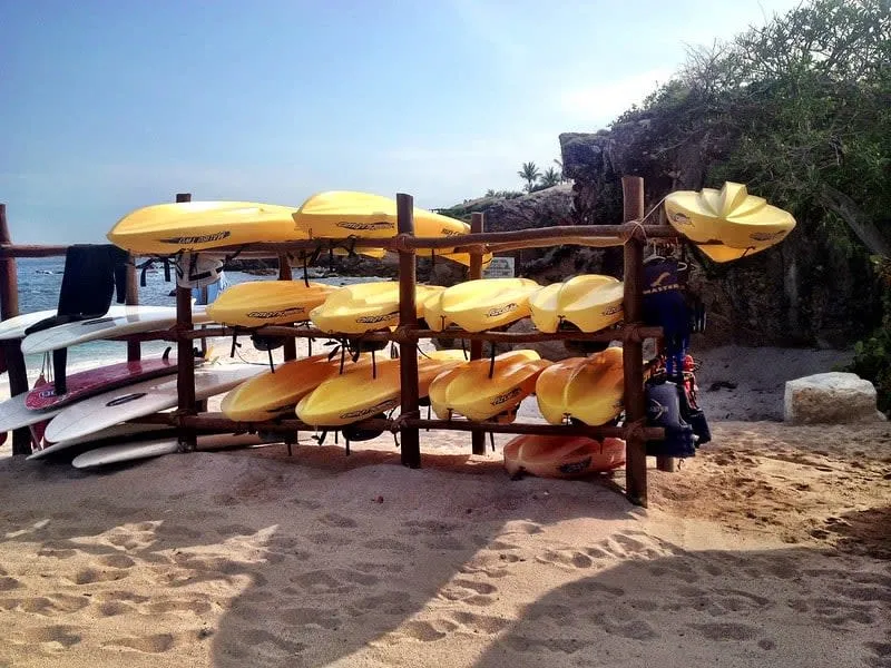 Kayak on clear water beside the protected Marietas Islands cliffs
