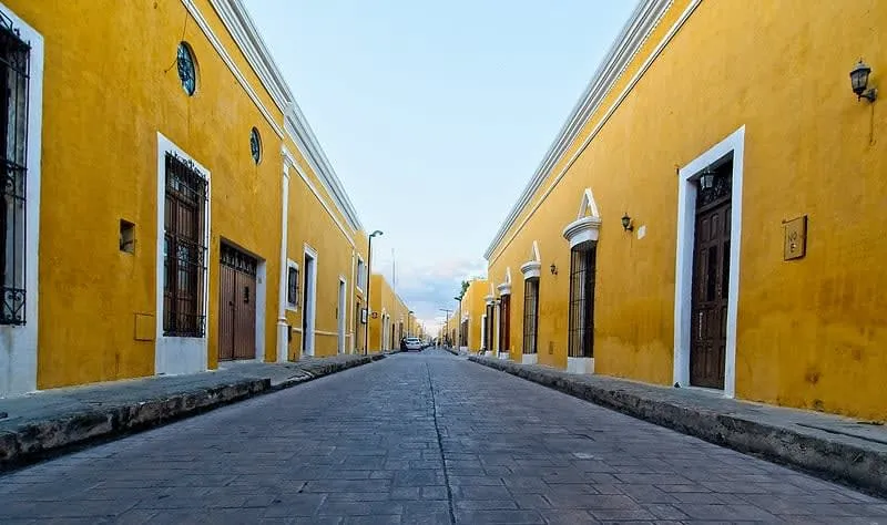 Yellow colonial buildings in Izamal Yucatan