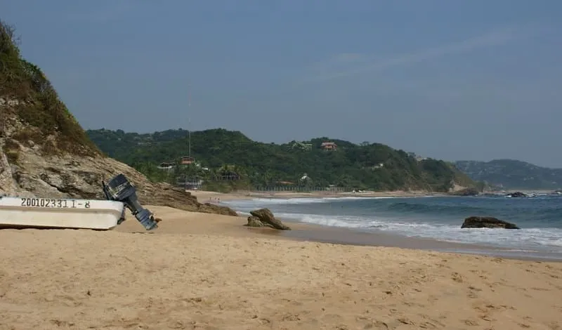 Mazunte beach and rocky Oaxaca Coast headlands facing the Pacific