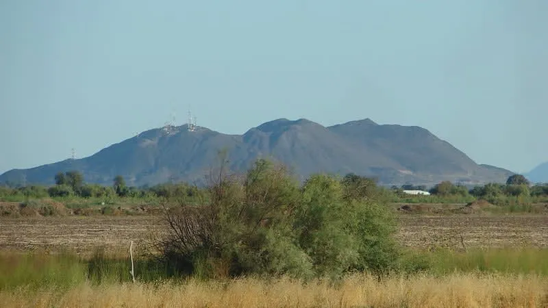 Cerro Prieto geothermal plant and volcanic desert terrain near Mexicali