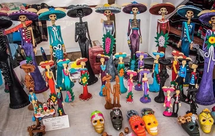 Painted Catrina figures for Day of the Dead displays