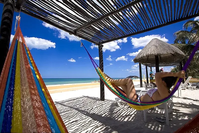 Colorful Yucatan hammocks woven with cotton thread