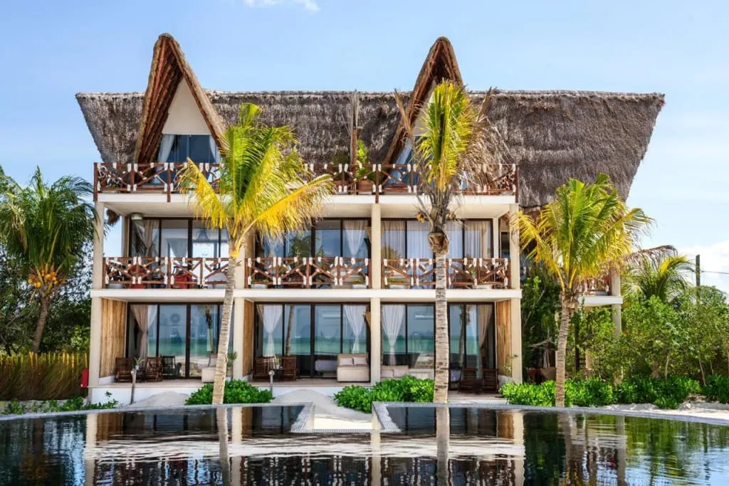 Beachfront Holbox hotel setting for a small Caribbean wedding