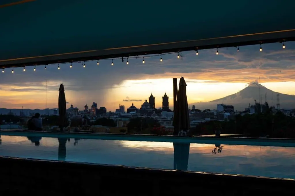 Puebla city colonial buildings near hacienda wedding venues
